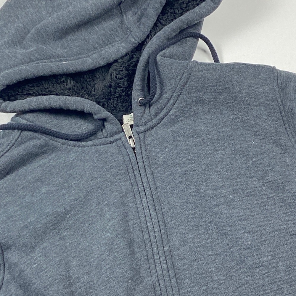 LL Bean Sherpa Lined Full Zip Hoodie Size M Charcoal Heather Gray Sweatshirt